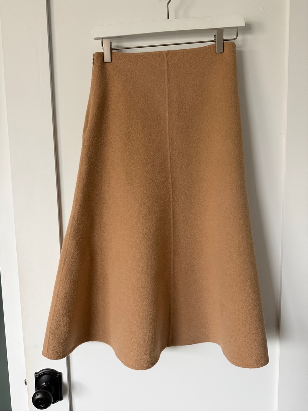 A-Line, High-Waisted Theory Camel Skirt - Picture 2 of 4